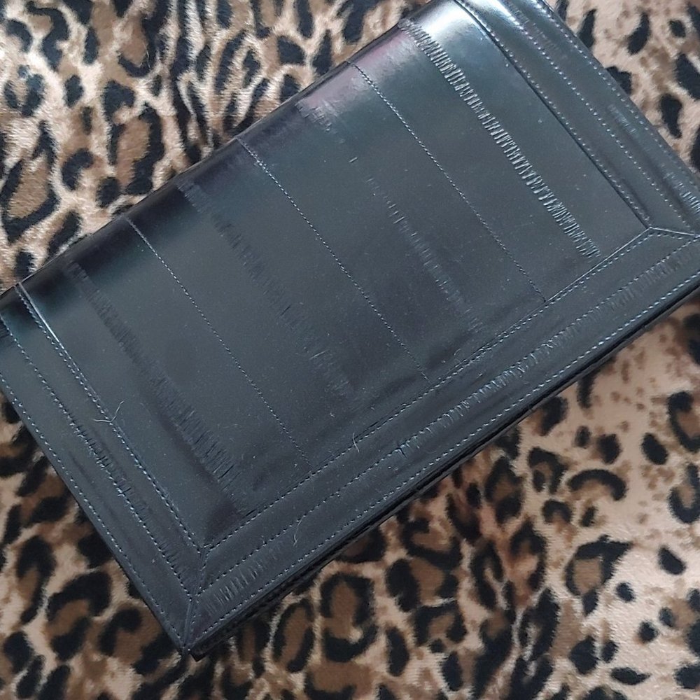 Vintage 80s Black Clutch Purse Wallet